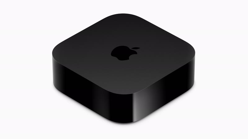 Boîtier Apple TV 4K vu du dessus sur fond clair