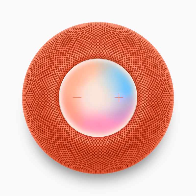 Surface supérieure du HomePod mini avec indicateur Siri coloré