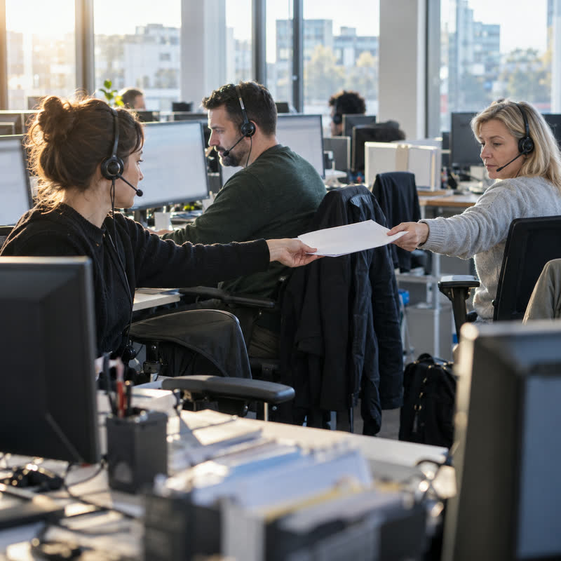 Des conseillers du service client répartissent les demandes reçues