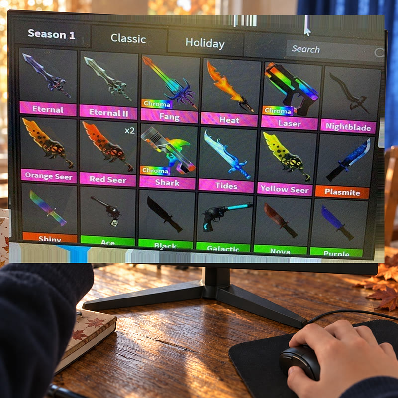Couteaux rares Chroma et Godly dans l’inventaire MM2