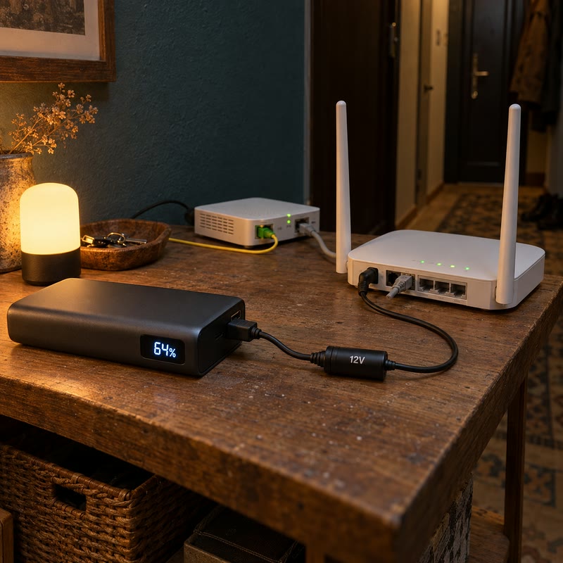 Routeur alimenté par batterie externe avec convertisseur 12 V