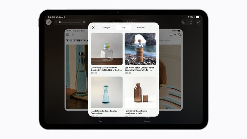 Intelligence visuelle avec Siri AI sur un iPad compatible